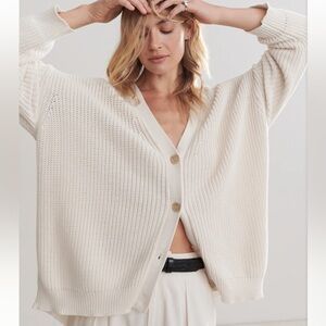 Jenni Kayne Cotton Cocoon Cardigan Ivory Size S